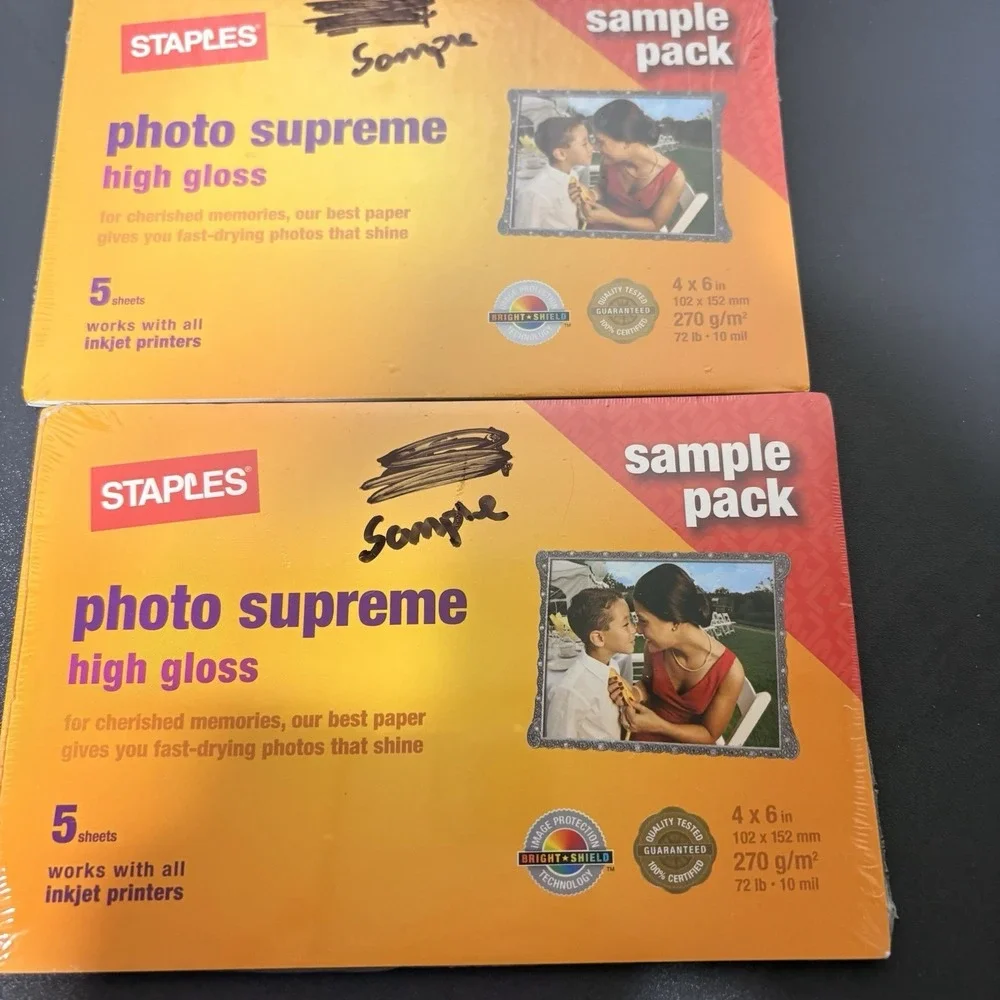 Staples Photo‎ Supreme High Gloss Photo Paper 4x6 15 Sheets Sample Packs